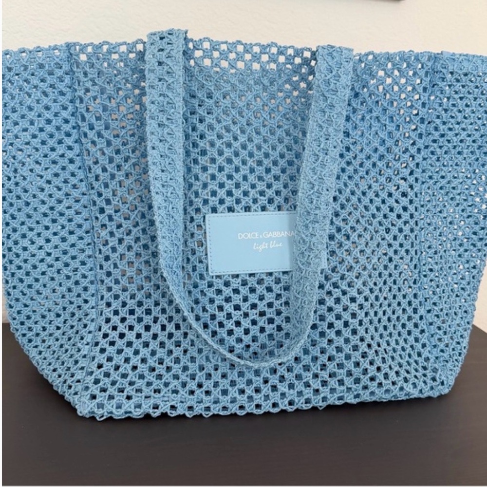 Dolce & Gabbana Light Blue Crochet Tote Bag
